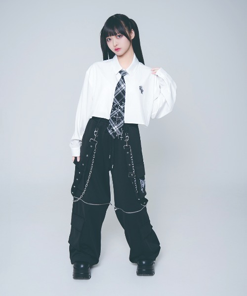 TRAVAS TOKYO（トラバス トウキョウ）の「『TRAVAS TOKYO/トラバス トーキョー』パンクスネクタイシャツ（シャツ/ブラウス・レディース・ブラック/ホワイト・FREE）」の9枚目の写真