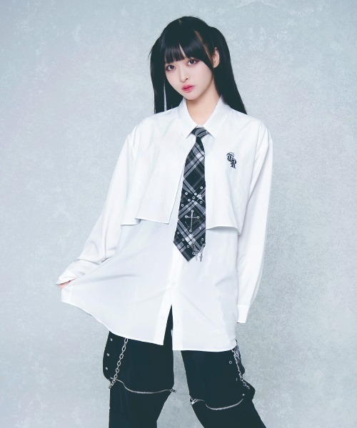 TRAVAS TOKYO（トラバス トウキョウ）の「『TRAVAS TOKYO/トラバス トーキョー』パンクスネクタイシャツ（シャツ/ブラウス・レディース・ブラック/ホワイト・FREE）」の10枚目の写真