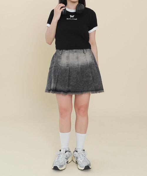 WOND(ウォンド)の「WOND/コンパクトバタフライリンガーT(Tシャツ/カットソー・レディース・ホワイト/ブラック・FREE)」の10枚目の写真