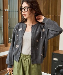 カーディガン/ボレロ（グレー/灰色系・刺繍）ファッション通販
