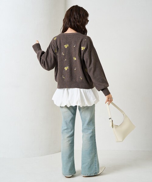 レア 極美品 45R クロッシェ フラワー ボレロ カーディガン ハンドニット BENDER TOKYO カーディガン レトロ フラワー クロシェ かぎ針編み