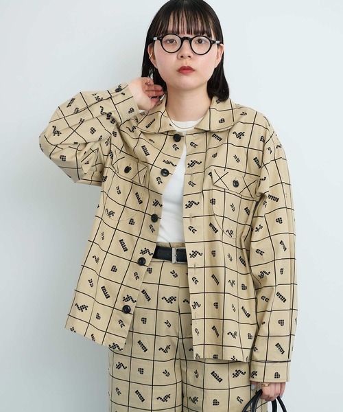 I am I in fact...(アイアムアイインファクト)の「●BLOCK TILE CHECK シャツ(シャツ/ブラウス・レディース・ベージュ/ブラック・FREE)」の1枚目の写真