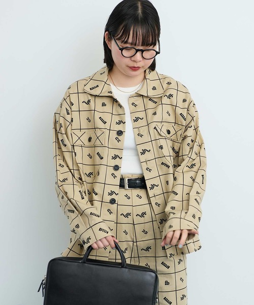 I am I in fact...(アイアムアイインファクト)の「●BLOCK TILE CHECK シャツ(シャツ/ブラウス・レディース・ベージュ/ブラック・FREE)」の8枚目の写真