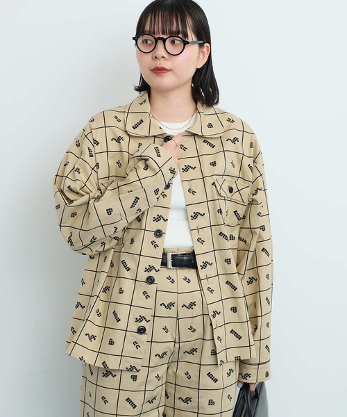 I am I in fact...(アイアムアイインファクト)の「●BLOCK TILE CHECK シャツ(シャツ/ブラウス・レディース・ベージュ/ブラック・FREE)」の7枚目の写真