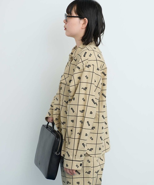 I am I in fact...(アイアムアイインファクト)の「●BLOCK TILE CHECK シャツ(シャツ/ブラウス・レディース・ベージュ/ブラック・FREE)」の9枚目の写真