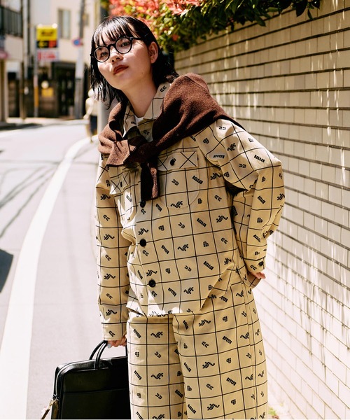 I am I in fact...(アイアムアイインファクト)の「●BLOCK TILE CHECK シャツ(シャツ/ブラウス・レディース・ベージュ/ブラック・FREE)」の3枚目の写真