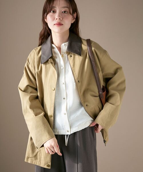 le.coeur blanc（ルクールブラン）の「異素材カラーワークジャケット（その他アウター・レディース・ブラック/キャメル・38）」の2枚目の写真