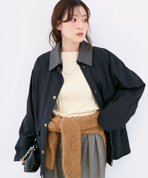 le.coeur blanc（ルクールブラン）の「異素材カラーワークジャケット（その他アウター・レディース・ブラック/キャメル・38）」の4枚目の写真