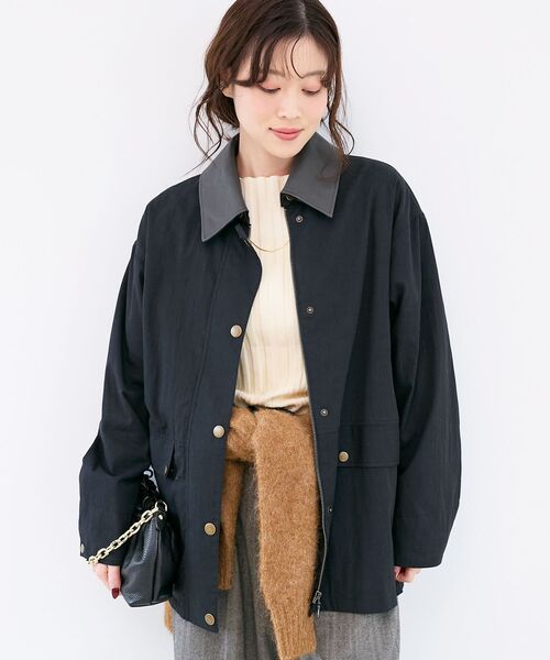 le.coeur blanc（ルクールブラン）の「異素材カラーワークジャケット（その他アウター・レディース・ブラック/キャメル・38）」の6枚目の写真