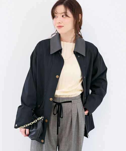 le.coeur blanc（ルクールブラン）の「異素材カラーワークジャケット（その他アウター・レディース・ブラック/キャメル・38）」の8枚目の写真