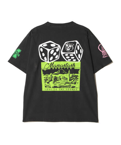 MANASTASH(マナスタッシュ)の「MANASTASH/マナスタッシュ/PUMICE TEE MIXED UP(Tシャツ/カットソー・メンズ・ホワイト/ライトグリーン/ブラック・L/M/S/XL)」の5枚目の写真