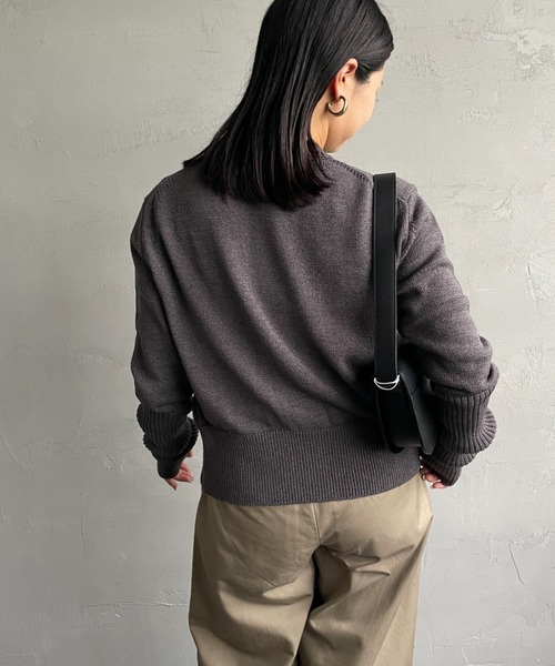 THE SHINZONE/ザ シンゾーン] クルーネック 袖リブカーディガン