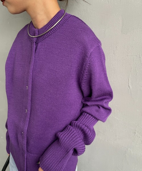 THE SHINZONE/ザ シンゾーン] クルーネック 袖リブカーディガン