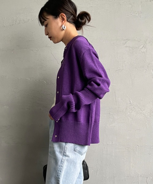 THE SHINZONE/ザ シンゾーン] クルーネック 袖リブカーディガン