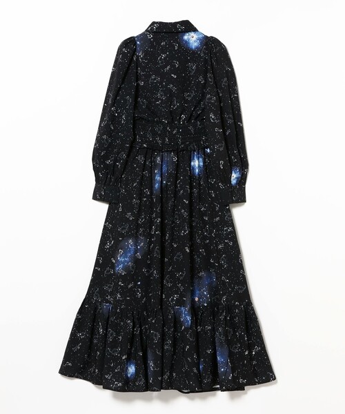 完売品 mmts 猫柄　シフォンワンピース　Mサイズ　BLACK ギャラクシー猫星座 ワンピース（ワンピース）｜mmts（マミタス