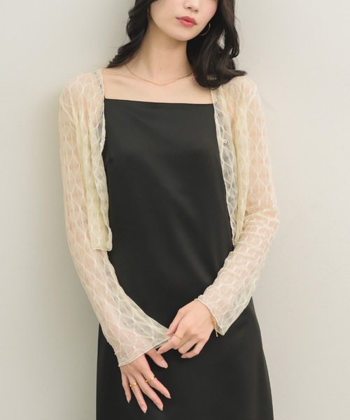 NEUNA（ヌナ）の「【オケージョンシーンに◎】ブロックレースカーディガン（カーディガン/ボレロ・レディース・アイボリー/ブラック/ブラウン・FREE）」の5枚目の写真