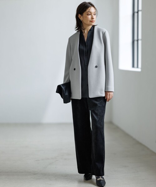 コンパクトWフェイス ノーカラージャケット（ノーカラージャケット