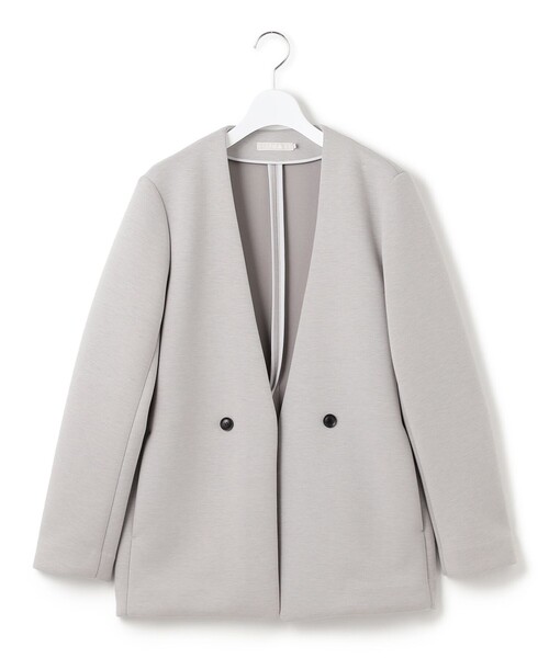 セール】コンパクトWフェイス ノーカラージャケット（ノーカラー