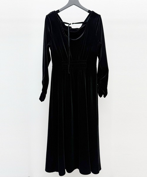 セール】ドレープドネックのベロアワンピース（ワンピース）｜SAISON