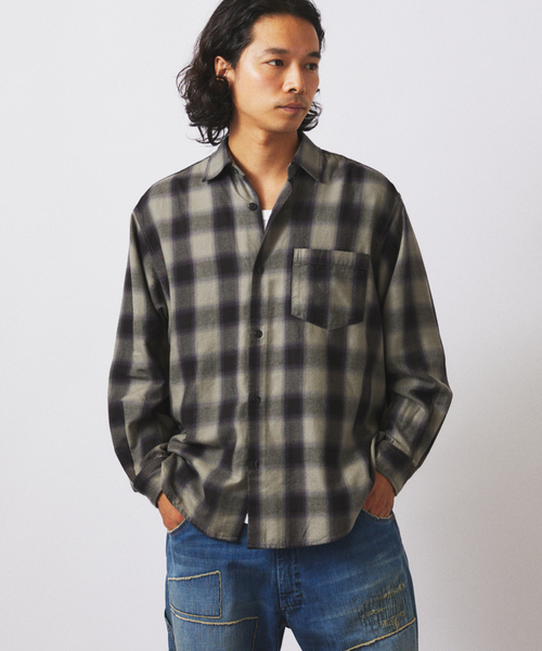 セール】フランネル オンブレ チェック シャツ（シャツ/ブラウス