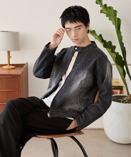 LUCY（ルーシー）の「LUCY/ライダースデニムジャケット（デニムジャケット・メンズ・ブラック系3/コバルトブルー・FREE）」の14枚目の写真