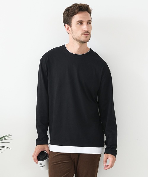 UNIIT(ユニット)の「【汗染みの目立ちにくいTシャツ ZEROSTAIN/ゼロステイン】フェイクレイヤードBIGロンT 防汚 UVカット(Tシャツ/カットソー・メンズ・ホワイト/ブラック/ブルー/オフホワイト・MEDIUM/LARGE/X-LARGE)」の3枚目の写真