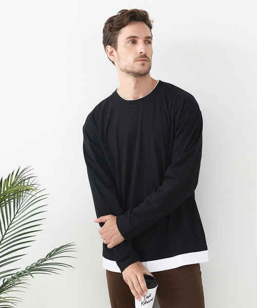 UNIIT(ユニット)の「【汗染みの目立ちにくいTシャツ ZEROSTAIN/ゼロステイン】フェイクレイヤードBIGロンT 防汚 UVカット(Tシャツ/カットソー・メンズ・ホワイト/ブラック/ブルー/オフホワイト・MEDIUM/LARGE/X-LARGE)」の18枚目の写真