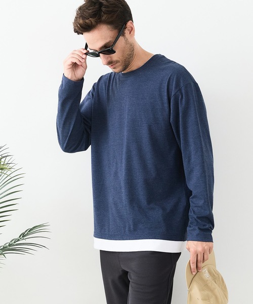 UNIIT(ユニット)の「【汗染みの目立ちにくいTシャツ ZEROSTAIN/ゼロステイン】フェイクレイヤードBIGロンT 防汚 UVカット(Tシャツ/カットソー・メンズ・ホワイト/ブラック/ブルー/オフホワイト・MEDIUM/LARGE/X-LARGE)」の10枚目の写真