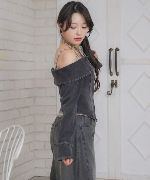 ems excite（エムズエキサイト）の「デニムZIPオフショルBL（シャツ/ブラウス・レディース・ブラック/ブルー系その他5・FREE）」の10枚目の写真