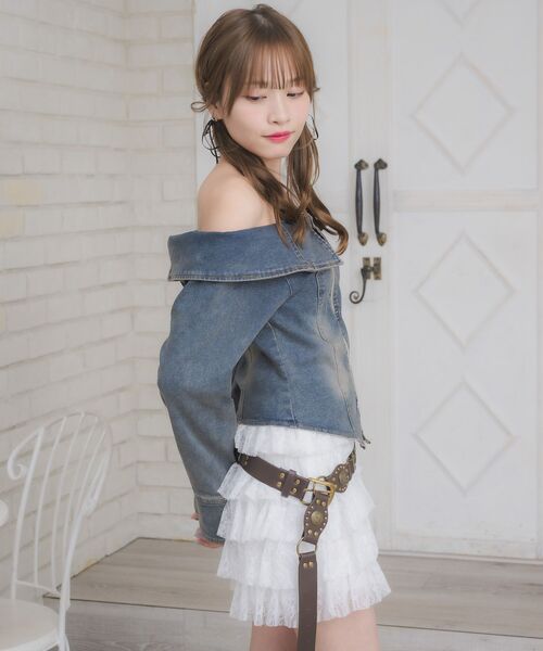 ems excite（エムズエキサイト）の「デニムZIPオフショルBL（シャツ/ブラウス・レディース・ブラック/ブルー系その他5・FREE）」の18枚目の写真