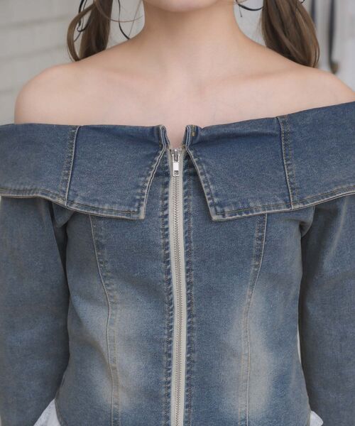ems excite（エムズエキサイト）の「デニムZIPオフショルBL（シャツ/ブラウス・レディース・ブラック/ブルー系その他5・FREE）」の21枚目の写真