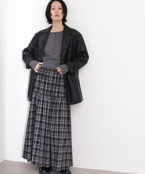 N.（N. Natural Beauty Basic）（エヌエヌナチュラルビューティーベーシック）の「【PS/低身長サイズ】チェックティアードスカート（スカート・レディース・ブラウン系その他/ブラック系その他・P/S/MEDIUM）」の9枚目の写真