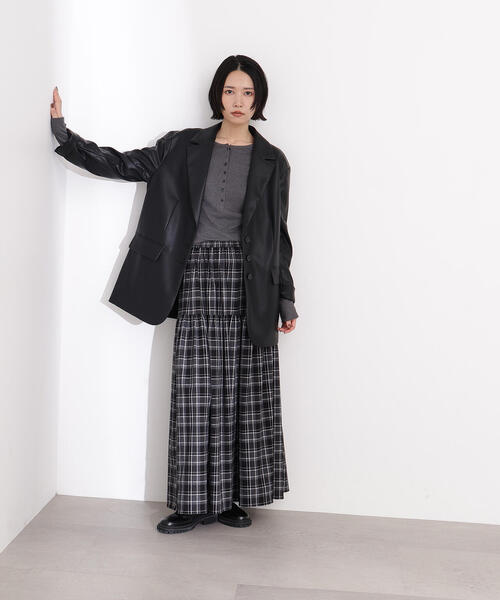 N.（N. Natural Beauty Basic）（エヌエヌナチュラルビューティーベーシック）の「【PS/低身長サイズ】チェックティアードスカート（スカート・レディース・ブラウン系その他/ブラック系その他・P/S/MEDIUM）」の10枚目の写真