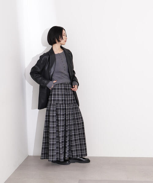 N.（N. Natural Beauty Basic）（エヌエヌナチュラルビューティーベーシック）の「【PS/低身長サイズ】チェックティアードスカート（スカート・レディース・ブラウン系その他/ブラック系その他・P/S/MEDIUM）」の11枚目の写真