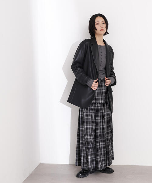 N.（N. Natural Beauty Basic）（エヌエヌナチュラルビューティーベーシック）の「【PS/低身長サイズ】チェックティアードスカート（スカート・レディース・ブラウン系その他/ブラック系その他・P/S/MEDIUM）」の12枚目の写真