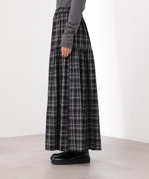 N.（N. Natural Beauty Basic）（エヌエヌナチュラルビューティーベーシック）の「【PS/低身長サイズ】チェックティアードスカート（スカート・レディース・ブラウン系その他/ブラック系その他・P/S/MEDIUM）」の14枚目の写真