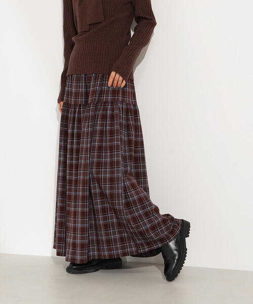 N.（N. Natural Beauty Basic）（エヌエヌナチュラルビューティーベーシック）の「【PS/低身長サイズ】チェックティアードスカート（スカート・レディース・ブラウン系その他/ブラック系その他・P/S/MEDIUM）」の21枚目の写真