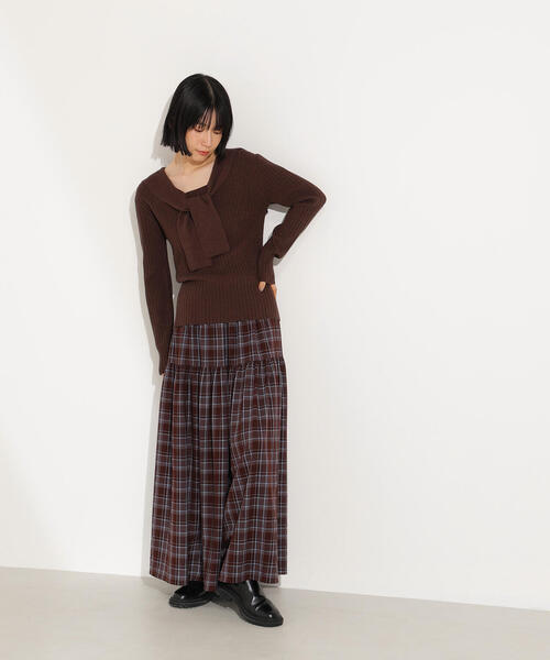 N.（N. Natural Beauty Basic）（エヌエヌナチュラルビューティーベーシック）の「【PS/低身長サイズ】チェックティアードスカート（スカート・レディース・ブラウン系その他/ブラック系その他・P/S/MEDIUM）」の4枚目の写真