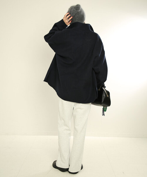 SLOBE IENA（スローブイエナ）の「《WEB限定/追加》souple woolダブルフェイススタンドコート（その他アウター・レディース・ネイビー・FREE）」の14枚目の写真