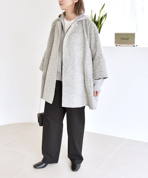 セール】quaranciel: スライバー ウール ミックス クルーネック コート