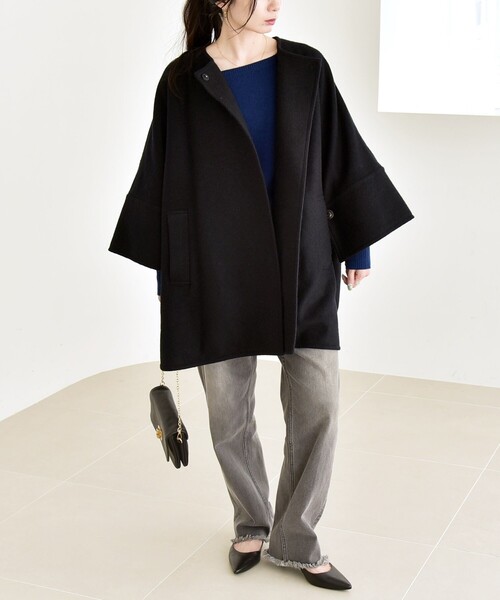 セール】quaranciel: スライバー ウール ミックス クルーネック コート