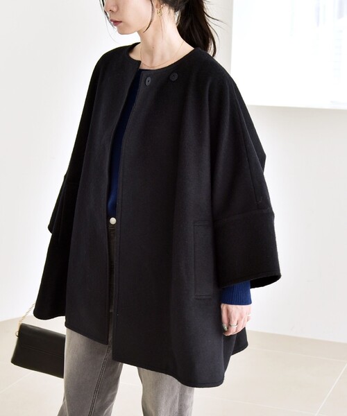 セール】quaranciel: スライバー ウール ミックス クルーネック コート