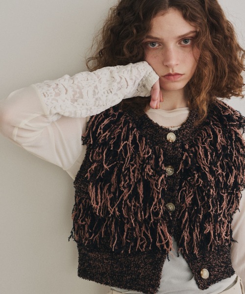 Unitage（ユニテージ）の「ベロアレース切り替えシアートップス（Tシャツ/カットソー・レディース・アイボリー/ブラック・FREE）」の14枚目の写真