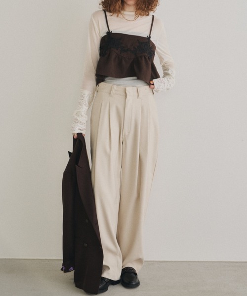 Unitage（ユニテージ）の「ベロアレース切り替えシアートップス（Tシャツ/カットソー・レディース・アイボリー/ブラック・FREE）」の19枚目の写真