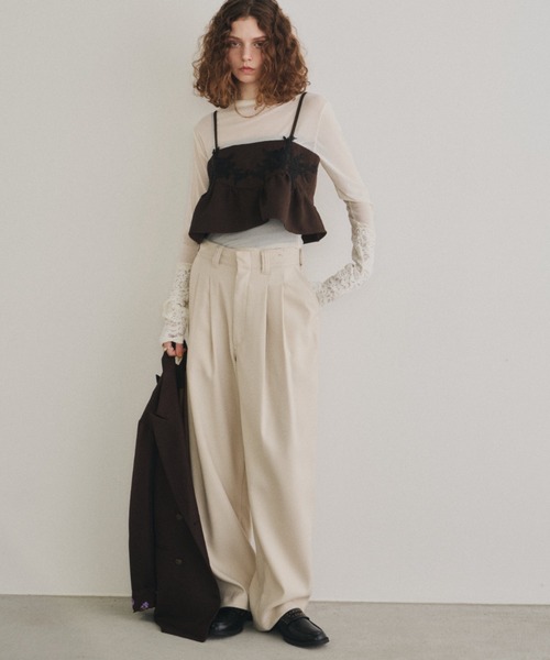 Unitage（ユニテージ）の「ベロアレース切り替えシアートップス（Tシャツ/カットソー・レディース・アイボリー/ブラック・FREE）」の20枚目の写真