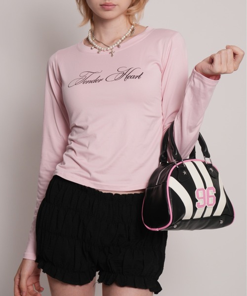 IMARI(イマリ)の「【 IMARI / イマリ 】 レタリング ロゴ ロング スリーブ Tee #(Tシャツ/カットソー・レディース・ピンク/ホワイト・FREE)」の1枚目の写真