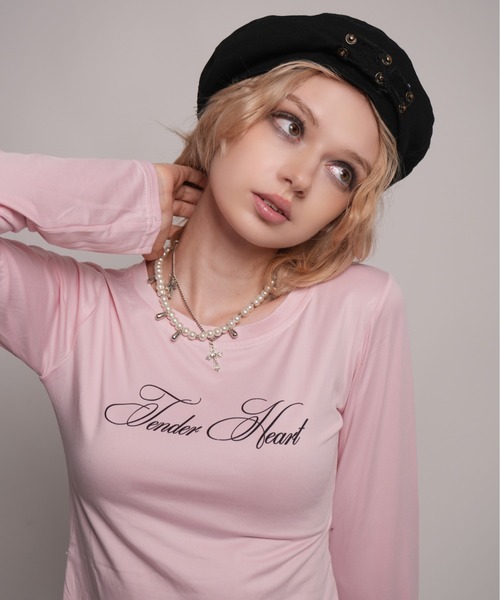 IMARI(イマリ)の「【 IMARI / イマリ 】 レタリング ロゴ ロング スリーブ Tee #(Tシャツ/カットソー・レディース・ピンク/ホワイト・FREE)」の8枚目の写真