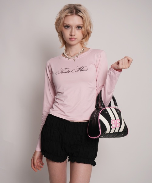 IMARI(イマリ)の「【 IMARI / イマリ 】 レタリング ロゴ ロング スリーブ Tee #(Tシャツ/カットソー・レディース・ピンク/ホワイト・FREE)」の3枚目の写真