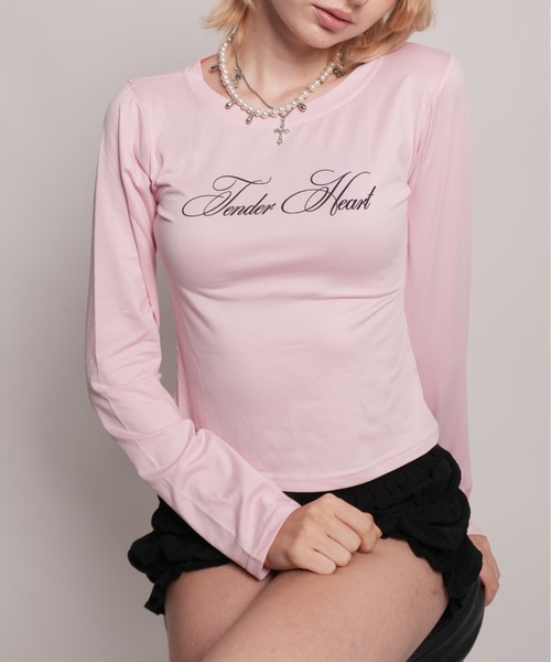 IMARI(イマリ)の「【 IMARI / イマリ 】 レタリング ロゴ ロング スリーブ Tee #(Tシャツ/カットソー・レディース・ピンク/ホワイト・FREE)」の4枚目の写真
