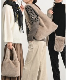 aunt lily（アントリリー）の「フェイクミンク バッグ＆ミニバッグ＆ポシェット ３点セット もこもこ ポケット付 エコファー ボア かわいい エコミンク（ショルダーバッグ）」